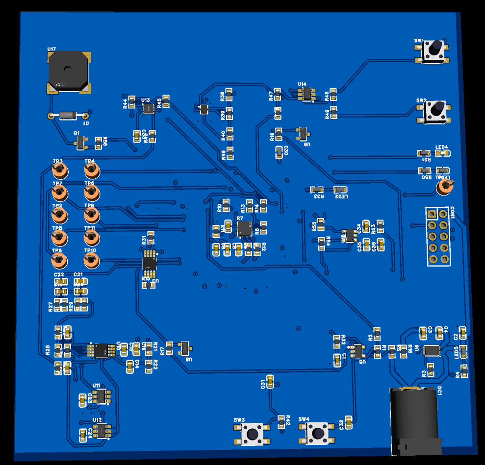 정밀 센서 계측 보드 PCB 아트웍 3D 렌더링